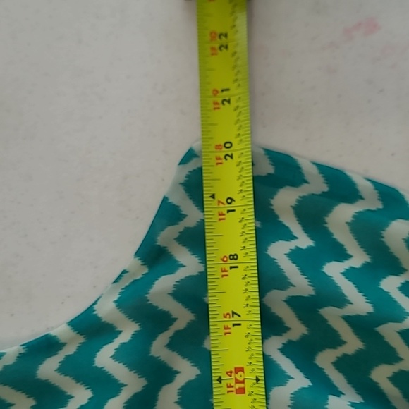 Espresso sleeveless teal & creamy white chevron print, high-low dress size Large - Picture 5 of 7